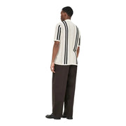 Only & Sons Herren-Poloshirt, beige gestreift, Baumwollstrick mit cremefarbenen und markanten schwarzen Längsstreifen