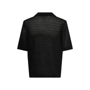 Schwarzes, kurzärmeliges Strickpoloshirt mit Fischgrätmuster aus Bio-Baumwolle von Only & Sons Herren Polo-Shirt mit V-Ausschnitt