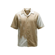 Only & Sons men shirt beige short-sleeved button-up with subtle textured weave and contrasting white collar