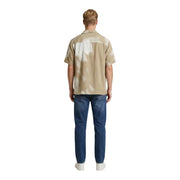 Only & Sons men shirt beige and white tie-dye short-sleeved button-up casual shirt