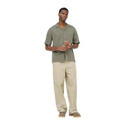 Olive green short-sleeved button-up shirt by only & sons made of lightweight fabric for casual wear