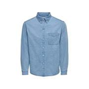 Hellblaues Jeanshemd mit Knopfleiste, klassischem Kragen und Brusttasche von Only Söhne für Männer