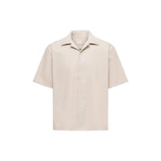 Beige short-sleeved button-up shirt with classic collar and minimalist design by Only Sons for men