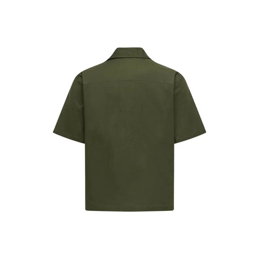 Only & Sons men shirt in olive green with short sleeves, classic collar, button-up front, and minimalist design