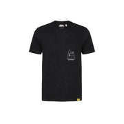 Black short sleeved only & sons men t-shirt featuring a white line drawing of snoopy on the left chest pocket
