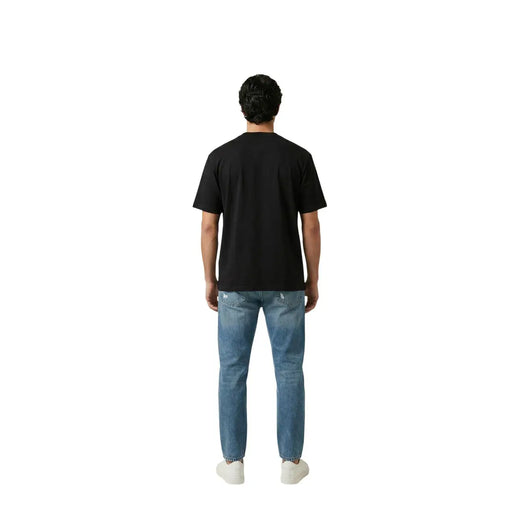 Only and sons men t-shirt black short-sleeved crew neck made from soft cotton for casual wear