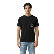 Only & Sons Herren schwarze Kurzarm t-shirt mit minimalistischer weißer Linienzeichnung auf der linken Brust