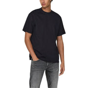 Only & Sons Herren schwarzer Rundhalsausschnitt t-shirt mit lockerer Passform, aus weicher Baumwolle für lässige Kleidung