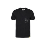 Schwarzes Kurzarmhemd only & sons Männer t-shirt mit einer weißen Strichzeichnung von Snoopy auf der linken Brusttasche