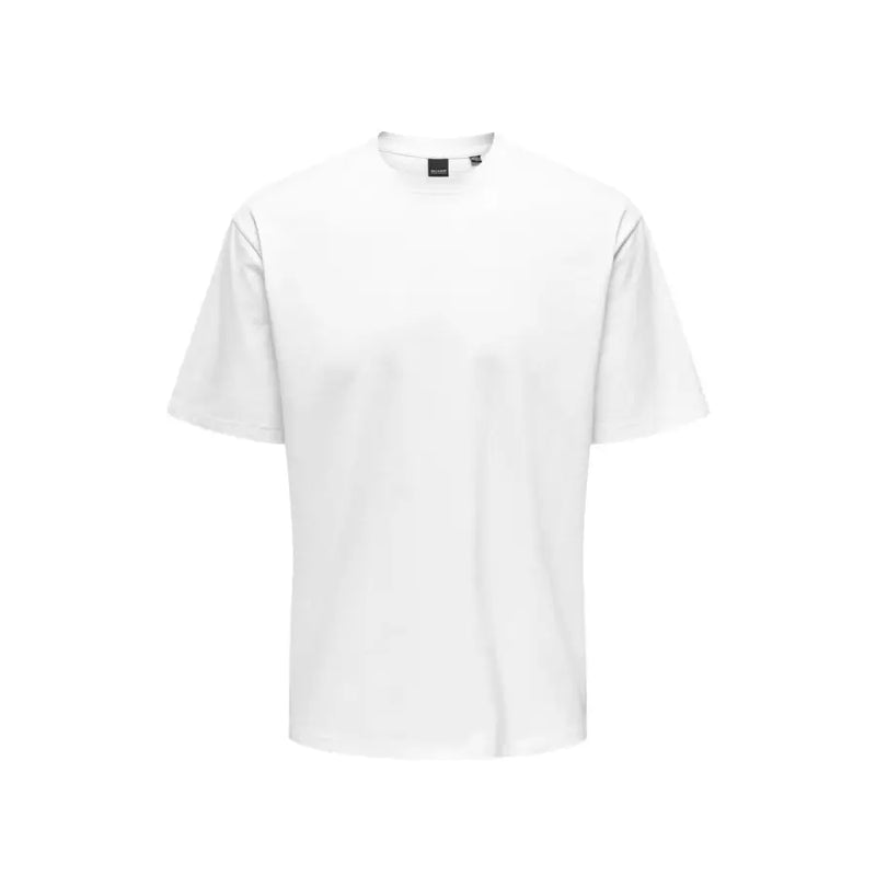 Weißer Rundhalsausschnitt t-shirt mit kurzen Ärmeln aus weichem Baumwollstoff Only & Sons Männer t-shirt Sammlung