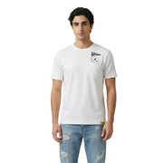 Weiße Baumwolle only & sons Herren-T-Shirt mit schwarz-weißem Snoopy-Motiv und dem Schriftzug „Peanuts“ auf der linken Brustseite