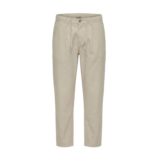 Only and Sons Herrenhose, beigefarbene Chino-Hose aus Baumwoll-Leinen-Mischgewebe mit Kordelzugbund und dezenten Bundfalten, Größe 32