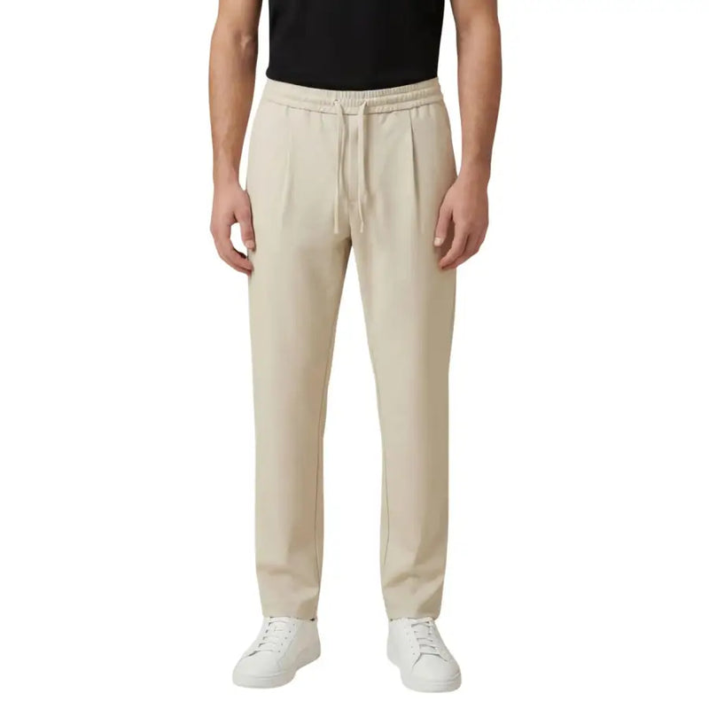 Beige plissierte Herrenhose von Only & Sons mit elastischem Bund und Kordelzug für bequemen Sitz