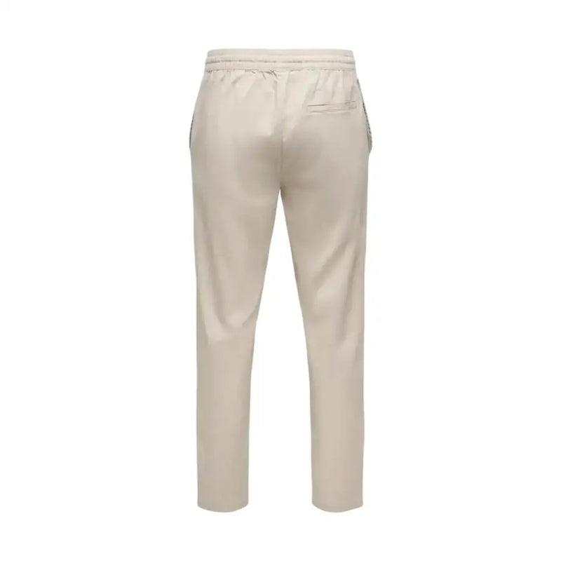 Beige only & sons Herrenhose mit Kordelzugbund und dezenten Seitenstreifen für sportliche Anlässe