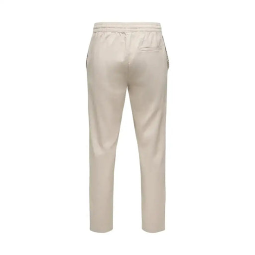 Beige only & sons Herrenhose mit Kordelzugbund und dezenten Seitenstreifen für sportliche Anlässe