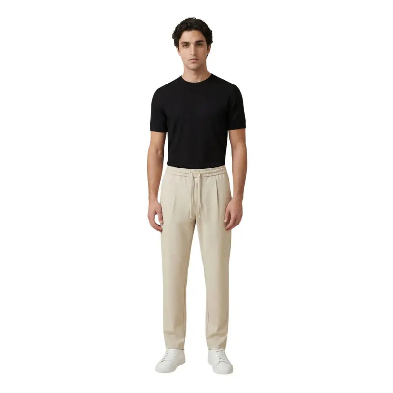 Beige plissierte Herrenhose von Only Söhne mit elastischem Kordelzugbund für bequemen Tragekomfort