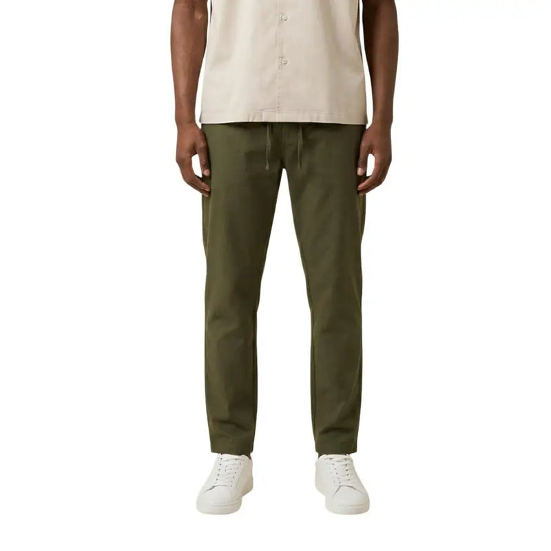 Only & Sons Olivgrüne, schmal zulaufende Chino-Hose für Herren mit Kordelzugbund für legere und halbformelle Anlässe