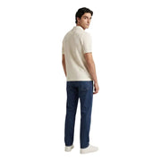 Only & Sons Herren-Polohemd aus weißer Baumwolle mit kurzen Ärmeln, cremefarbenem Rippstrick und klassischem Kragen