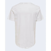 Only & Söhne Herren-T-Shirt aus weißer Baumwolle mit kurzen Ärmeln, Rundhalsausschnitt und leicht abgerundetem Saum