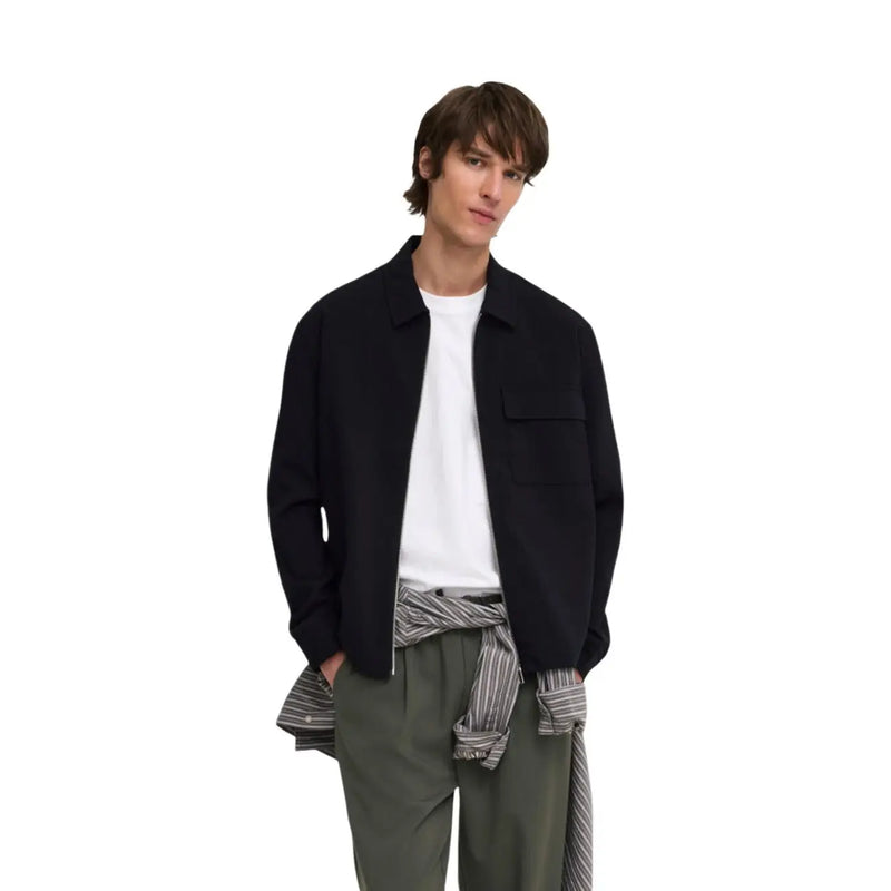 Only Schwarzer Herrenblazer von and Sons aus Polyester mit normaler Passform, Kragen und Brusttasche aus strukturiertem Stoff