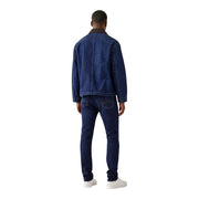 Only and Sons Herren-Jeansblazer aus blauem Baumwollstoff mit braunem Kragen und passender dunkelblauer Jeans