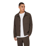 Olivgrüne Utility-Jacke von only und Söhne mit Knopfverschluss und Brusttasche in normaler Passform