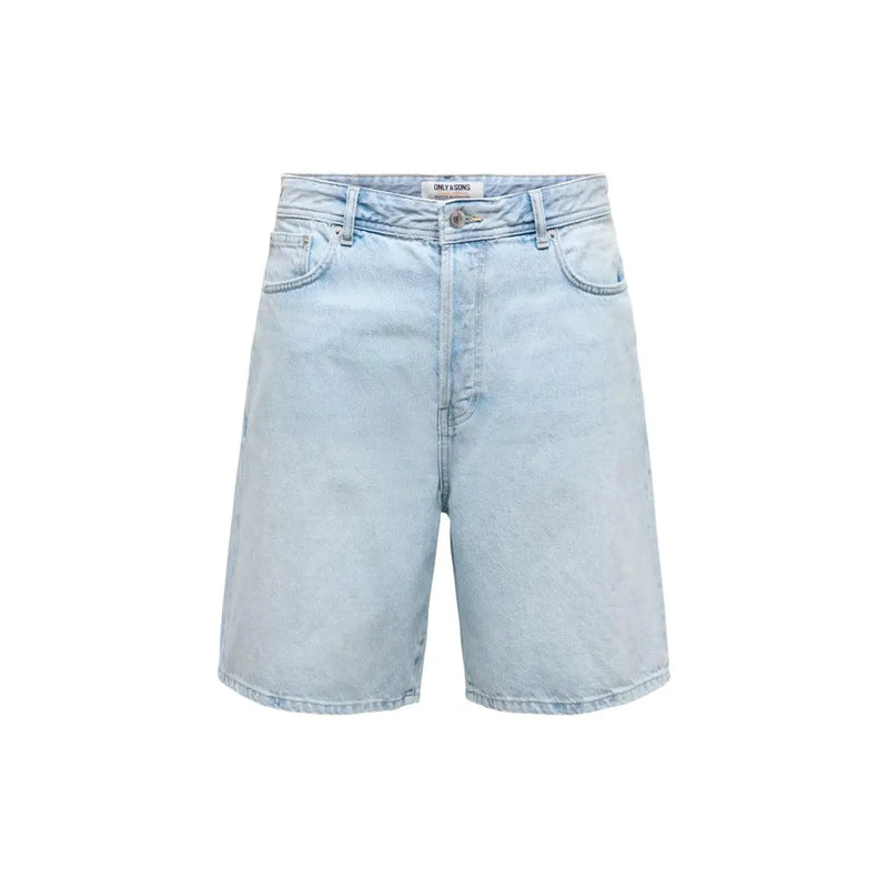 Only Sons Shorts Fade für Herren aus hellem Denim mit fünf Taschen und Knopfverschluss, Vorderansicht