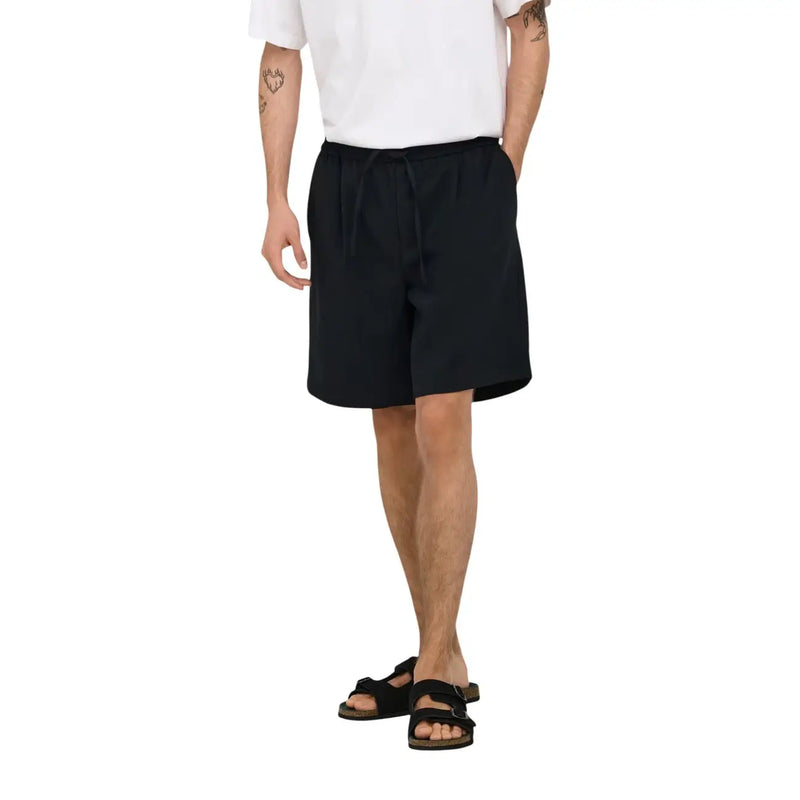 Only Sons Shorts ONSWILL für Herren in Schwarz mit Kordelzug im Bund und Seitentaschen, Vorderansicht