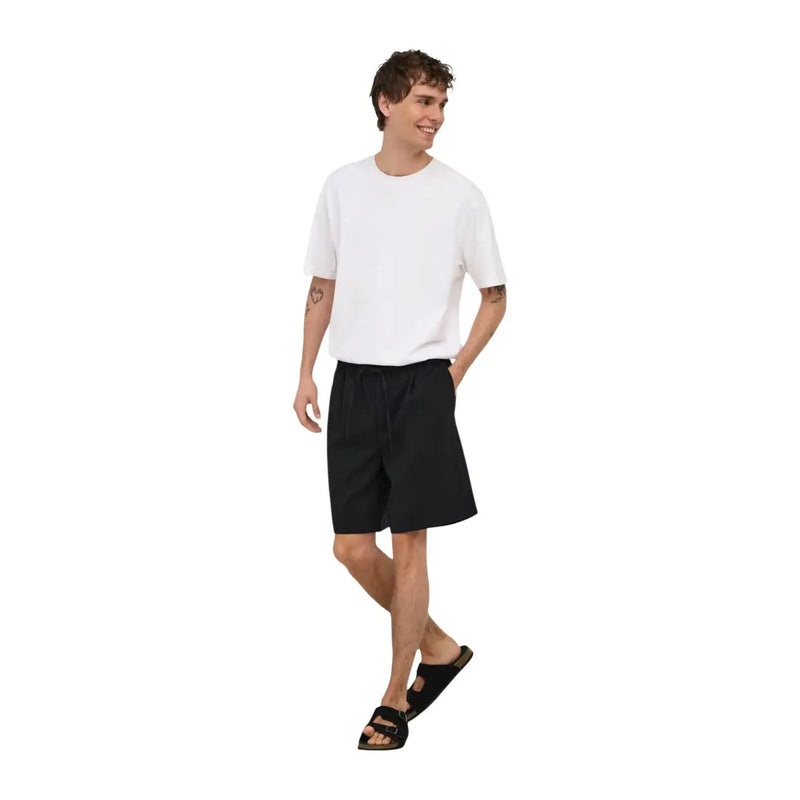 Only & Sons ONSWILL Herrenshorts aus schwarzer Baumwolle mit Kordelzug im Bund, Vorderansicht