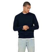 Only & Sons Pullover James für Herren in Marineblau mit gerippten Bündchen und Saum, Vorderansicht