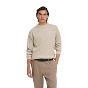 Only Damenpullover Join aus beigefarbenem Rippstrick mit strukturierter, melierter Oberfläche, Vorderansicht
