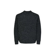 Only Schwarzer Strickpullover für Damen mit Rundhalsausschnitt und gerippten Bündchen, Vorderansicht