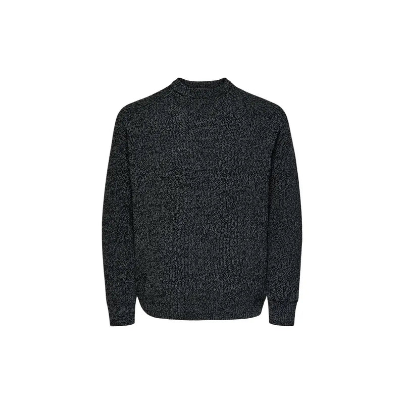 Only Schwarzer Strickpullover für Damen mit Rundhalsausschnitt und gerippten Bündchen, Vorderansicht