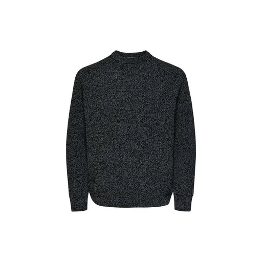 Only Schwarzer Strickpullover für Damen mit Rundhalsausschnitt und gerippten Bündchen, Vorderansicht