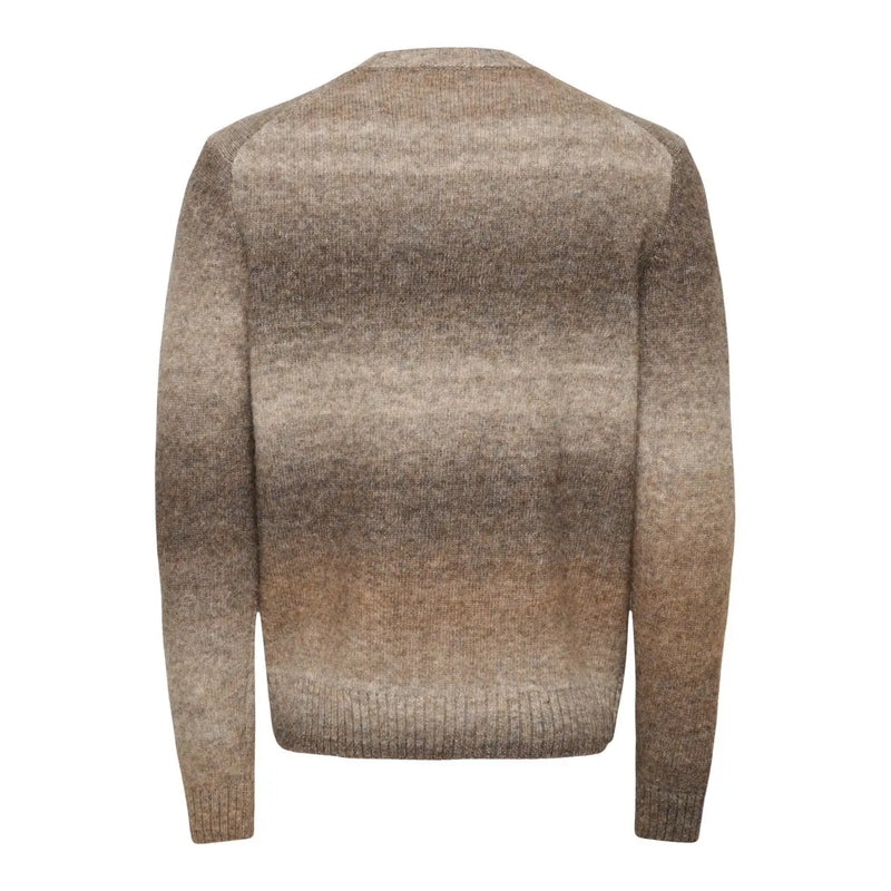 Only Strickpullover ONSMRK GRADIANT für Damen in Braun mit Farbverlauf, geripptem Saum und Bündchen, Vorderansicht