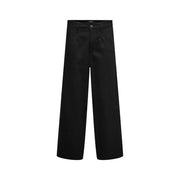 Only Weit geschnittene Jeans Remi für Damen in schwarzem Satin-Finish mit Knopfverschluss am Bund, Vorderansicht