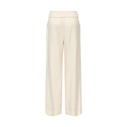 Only Beige Damen-Viskosehose mit weitem Bein, Gürtel, cremefarbener Farbe, taillierter Passform und dezenten vertikalen Falten