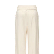 Only Beige Damen-Viskosehose mit weitem Bein, taillierter Passform und dezenten Falten am Bund