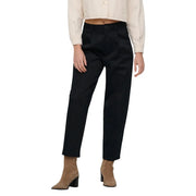 Only Schwarze, hochgeschnittene Chino-Hose aus Baumwolle für Damen, Größe 36, mit elegantem, geradem Bein und taillierter Passform