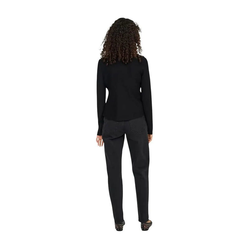 Schwarzer Cardigan mit taillierter Silhouette und dezenten Seitennähten aus Viskose-Nylon-Strickwaren von Only Frauen
