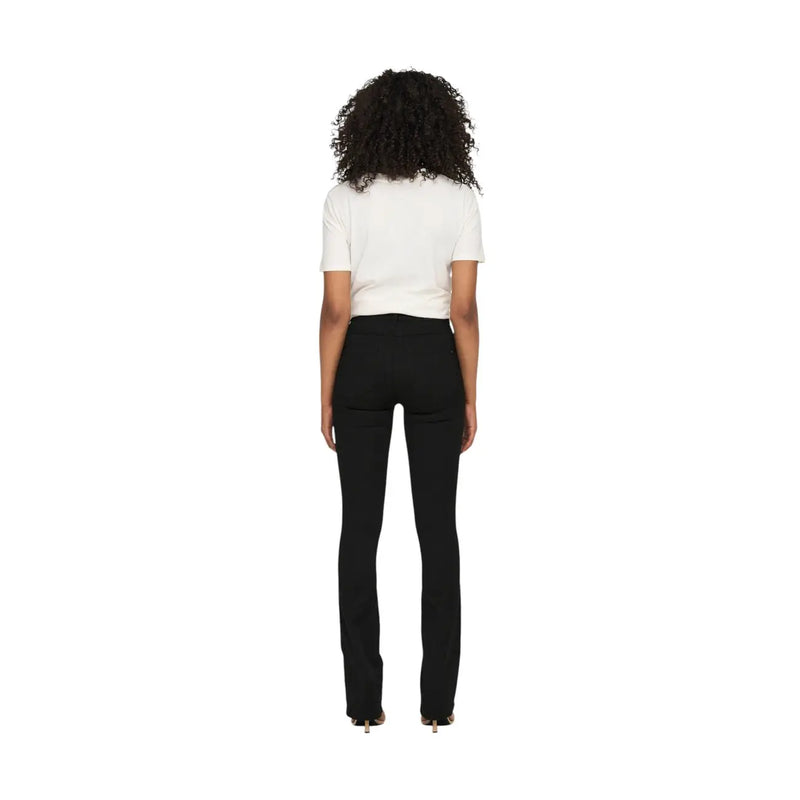 Schwarze, hochgeschnittene Schlagjeans aus Baumwollmischgewebe mit Taschen von only Damen mit einer eleganten, taillierten Passform