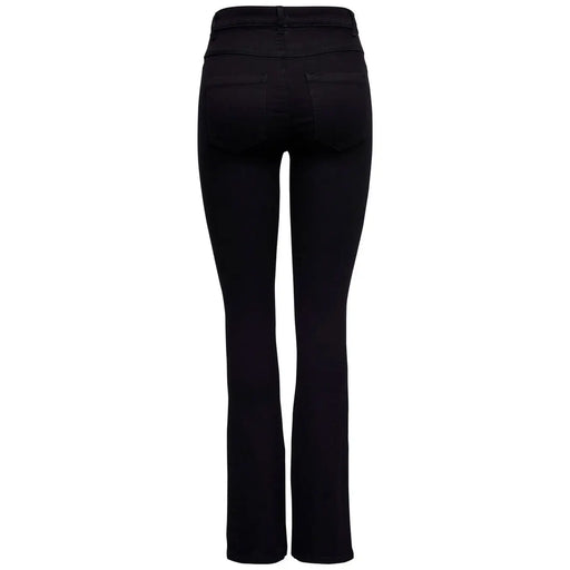 Only Schwarze Damenhose aus Baumwollmischgewebe mit Taschen, hochgeschnittenem Schlag und eleganter Silhouette