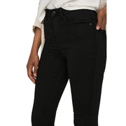 Only Schwarze, hochgeschnittene Damenhose aus Baumwollmischgewebe mit Taschen, elegantem, figurbetontem Design und dezenten Ziernähten