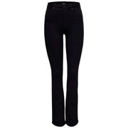 Only Schwarze, hochgeschnittene Schlaghose aus Baumwollmischgewebe für Damen mit Taschen und dezenten Ziernähten