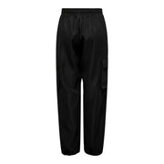 Only Schwarze Damen-Cargohose aus Baumwollmischgewebe mit Satin, elastischem Bund und Seitentaschen