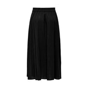 Black satin midi skirt with high-waisted elastic band and subtle vertical pleats from Only Women casual summer apparel