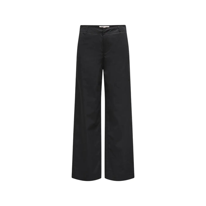 Schwarze, weit geschnittene Baumwollhose mit Reißverschlusstaschen von Only Damenmodell mit elegantem, minimalistischem Design in Größe 30