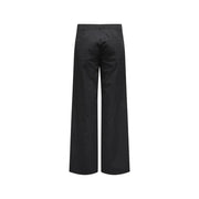 Only Schwarze Damen-Baumwollhose mit weitem Bein, Reißverschlusstaschen mit Hakenverschluss und dezenten Ziernähten, Größe 30