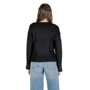 Schwarzer Strickpullover mit Nietenbündchen aus Acrylmischung und Rundhalsausschnitt für Damen von Only