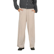 Only Schwarze Damen-Spitzenhose aus Viskose-Nylon-Mischgewebe mit beigefarbenem, weitem Bein, glattem, leichtem Stoff und minimalistischem Design